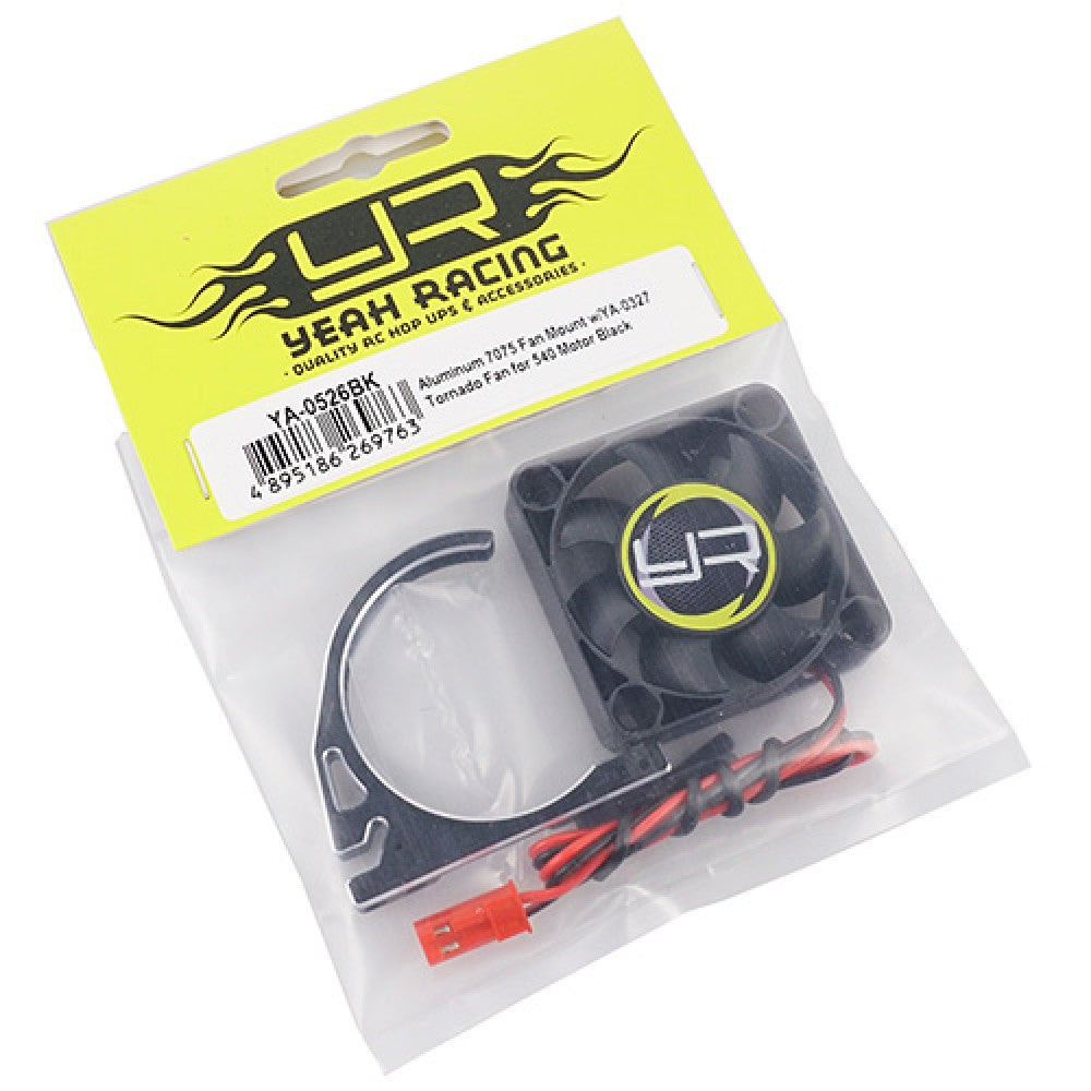Yeah Racing Aluminum 7075 Fan Mount w/ YA-0327 40mm Fan for 540 Motor Black YA-0526BK