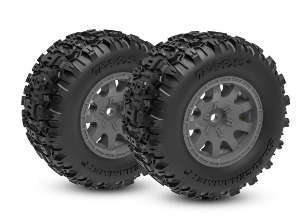 Sledgehammer Tires Assembled Inserts &amp; Charcoal Gray Wheels Dual Profile (2) Front 10771-GRAY