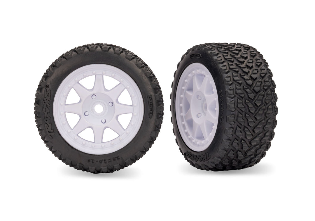 White Rear Mini Rally wheels with Rally Tires (2) 10873