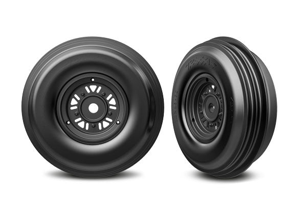 Tires &amp; Wheels Ribbed  Tires Assembled Dual Profile Pro Scale® Sand Car Black Wheels Front (1 Right &amp; 1 Left) 10971