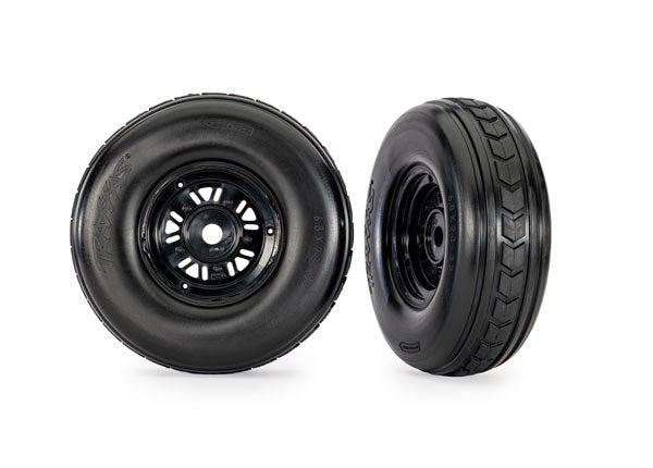 Tires &amp; Wheels Assembled Dual Profile Pro Scale® Sand Car Black Wheels Front (1 Right &amp; 1 Left) 10972