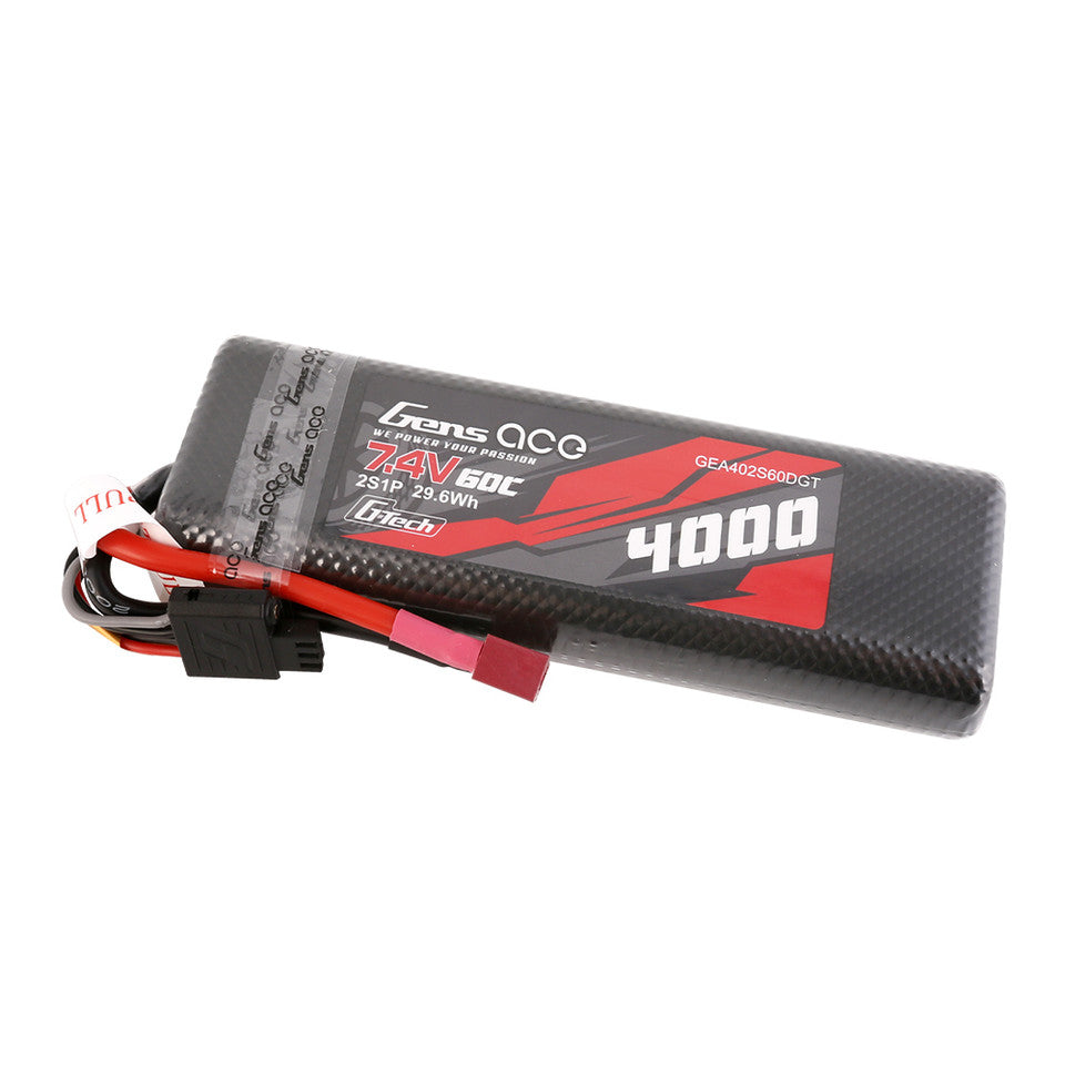 Gens Ace G-Tech 4000mAh 7.4V 60C 2S1P HardCase Lipo Battery Pack 8# With Deans Plug