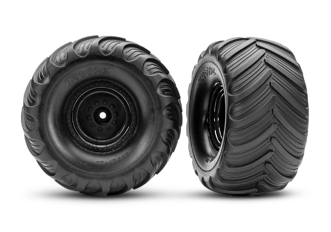 Traxxas 3665 Tires &amp; wheels Assembled Glued (Terra Groove dual profile tires foam inserts) (nitro rear electric front) (2) 3665
