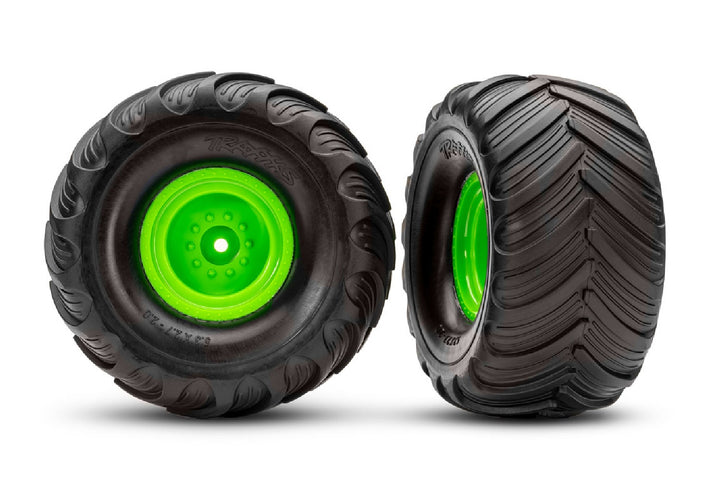 Traxxas 3665 Tires &amp; wheels Assembled Glued (Terra Groove dual profile tires foam inserts) (nitro rear electric front) (2) 3665
