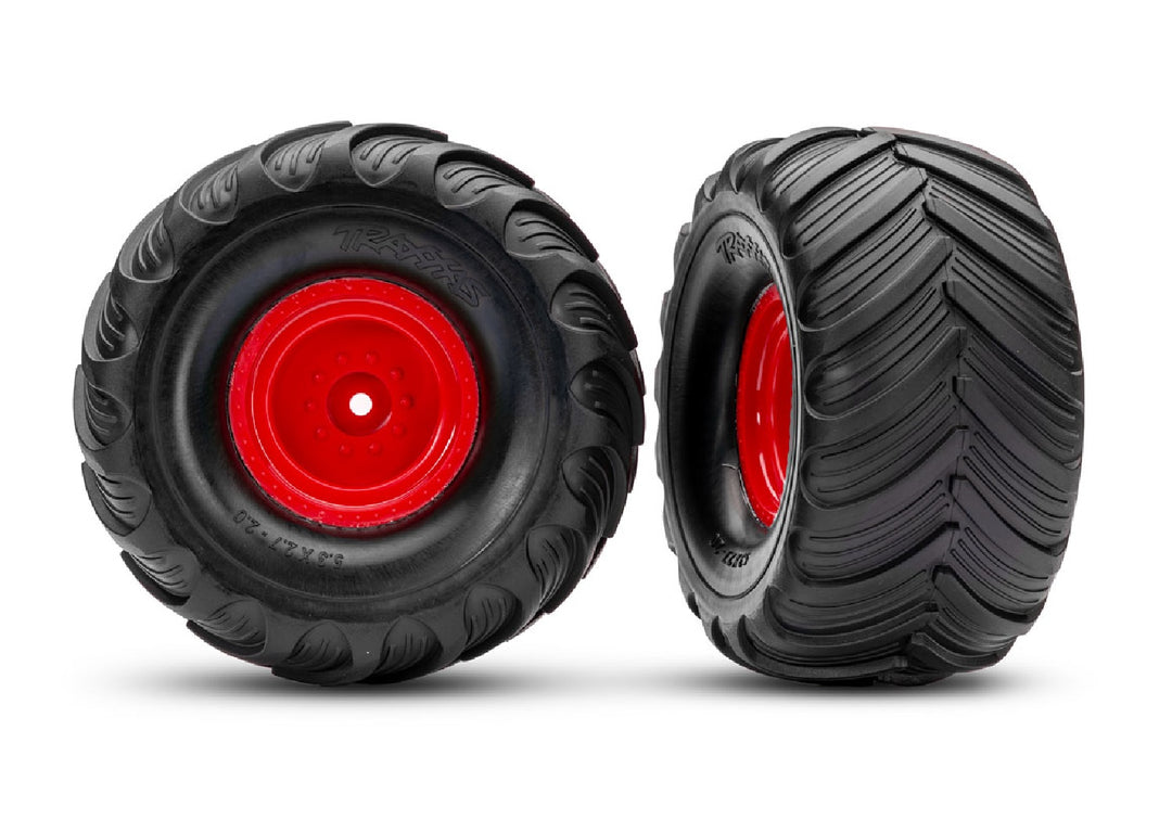 Traxxas 3665 Tires &amp; wheels Assembled Glued (Terra Groove dual profile tires foam inserts) (nitro rear electric front) (2) 3665