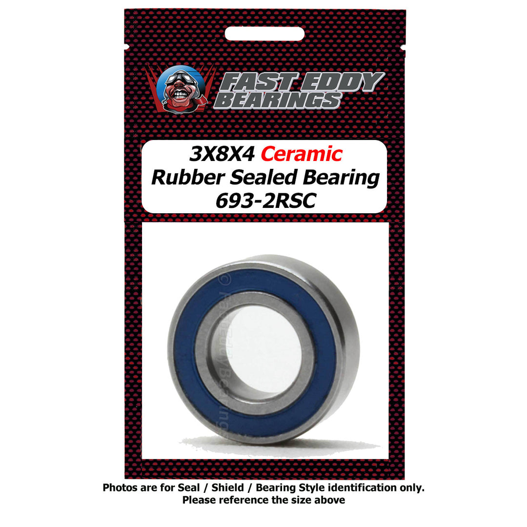 FastEddy 3X8X4 Ceramic Rubber Sealed Bearing 693-2RSC 1 Bearing TFE8369