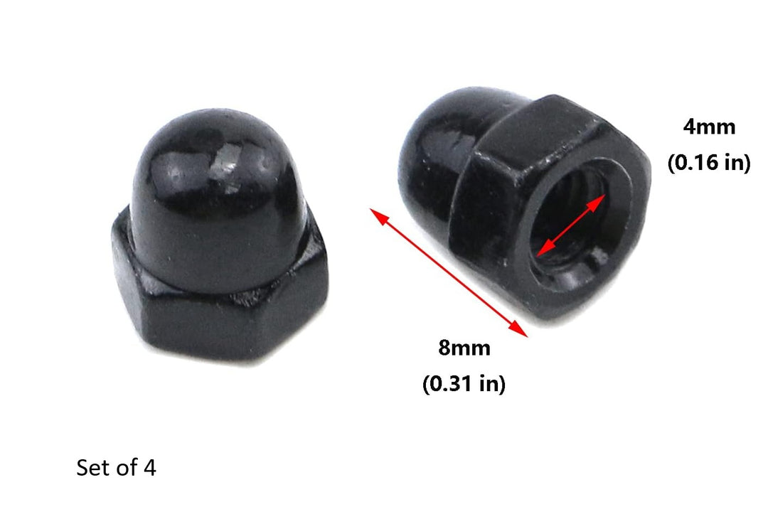 Threaded M4 4mm Wheel Nuts Set of 4 Black