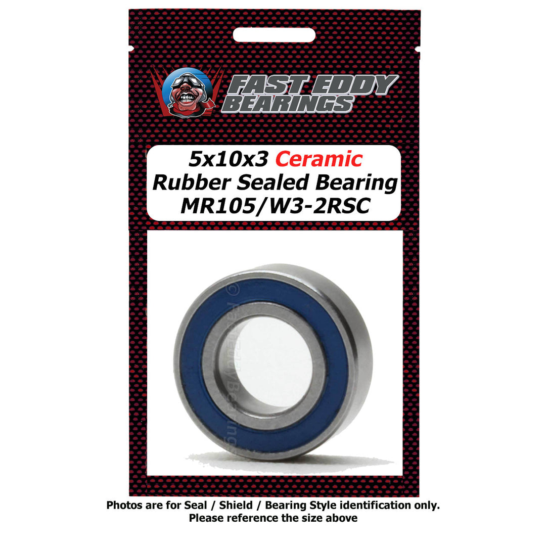 FastEddy 5X10X3 Ceramic Rubber Sealed Bearing MR105/W3-2RSC 1 Bearing TFE6530