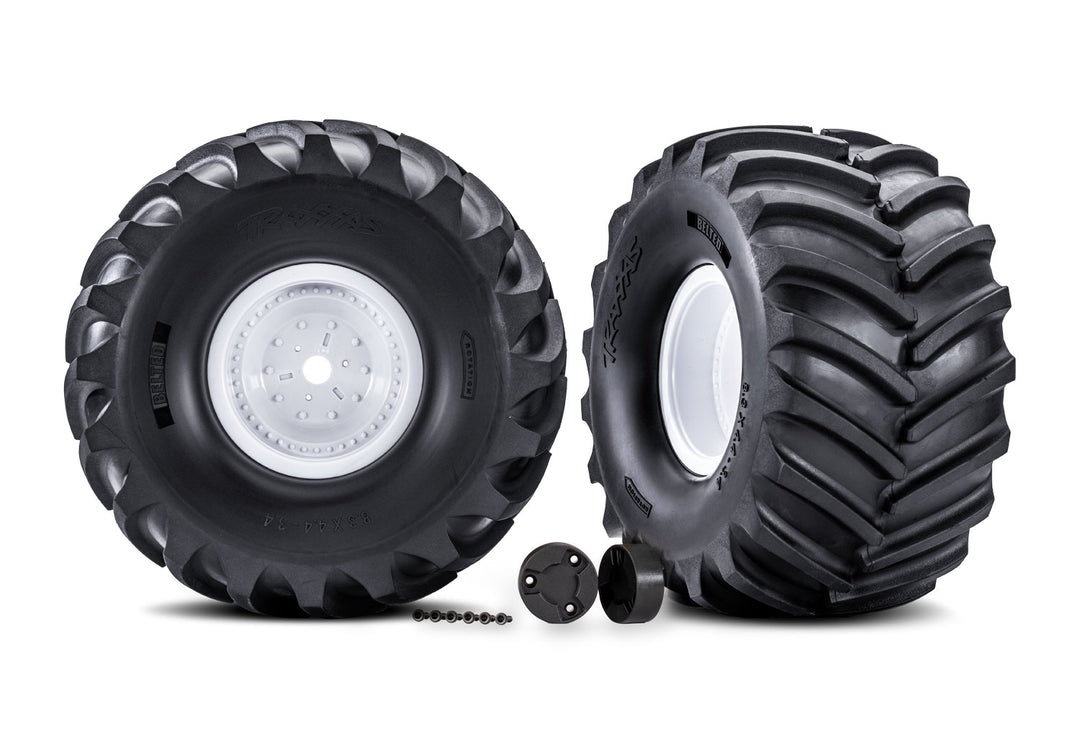 White X-Monster Wheels w/ Terra Groove Tires (2) 7689