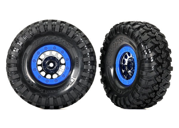 Tires &amp; wheels, assembled (Method Race Wheels® 105 Beadlock 1.9" black chrome, blue beadlock style wheels, Canyon Trail 4.6x1.9" tires, foam inserts) (1 left, 1 right) 8182A