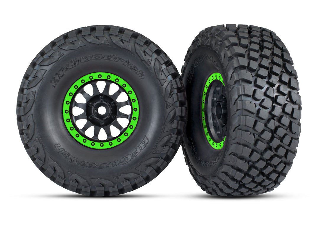 Traxxas 8474 Tires and wheels assembled glued (Method Race Wheels black with Colored beadlock BFG® Baja KR3 tires) (2)