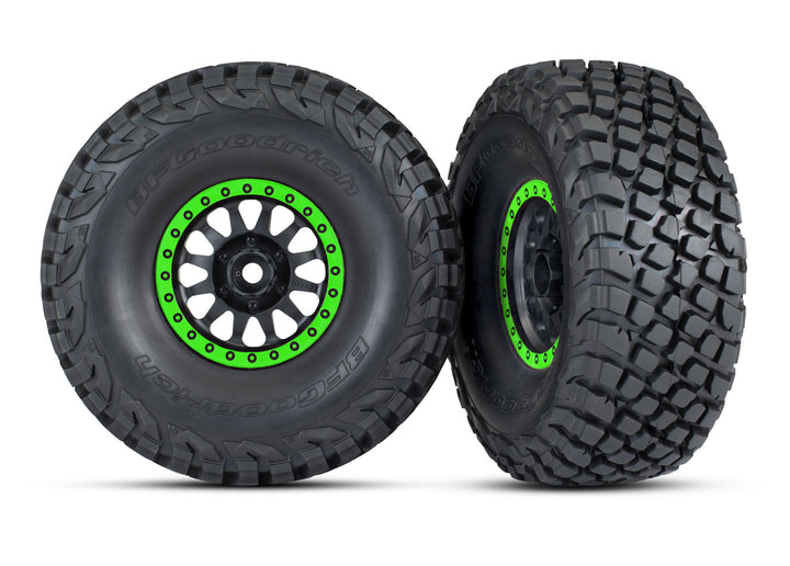 Traxxas 8474 Tires and wheels assembled glued (Method Race Wheels black with Colored beadlock BFG® Baja KR3 tires) (2)