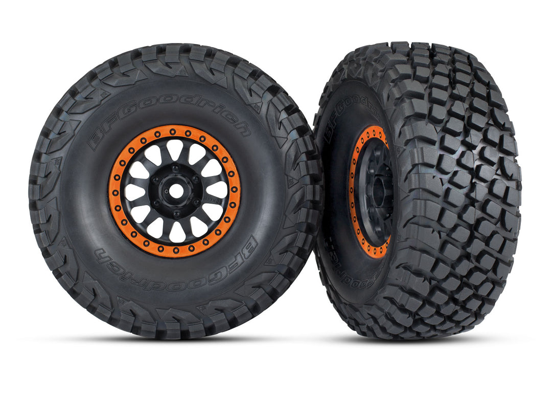 Traxxas 8474 Tires and wheels assembled glued (Method Race Wheels black with Colored beadlock BFG® Baja KR3 tires) (2)