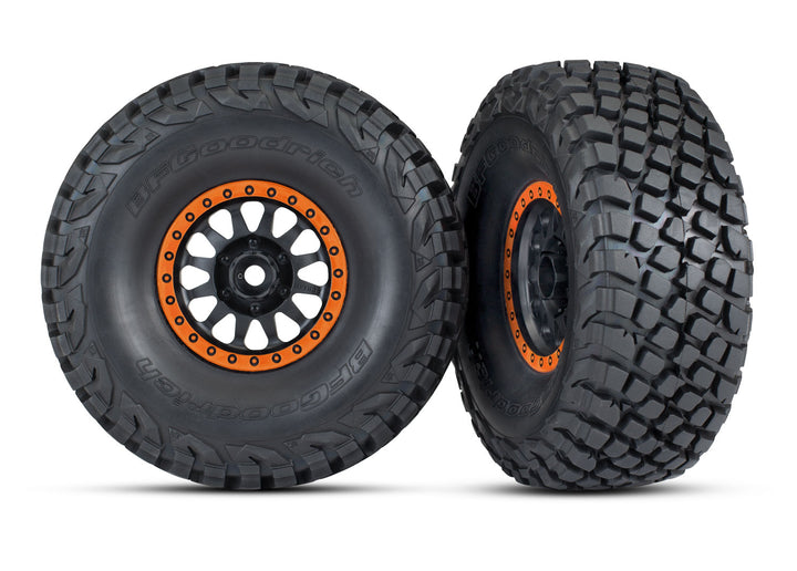 Traxxas 8474 Tires and wheels assembled glued (Method Race Wheels black with Colored beadlock BFG® Baja KR3 tires) (2)