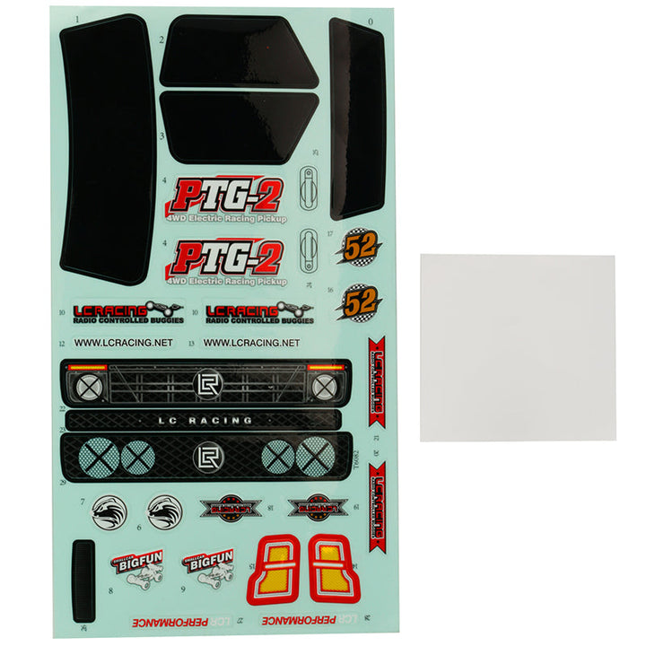 LC Racing Pick-up Truck Body (Clear) with Headlight Buckets &amp; Rear Wing for PTG-2 and PTG-2R C8050