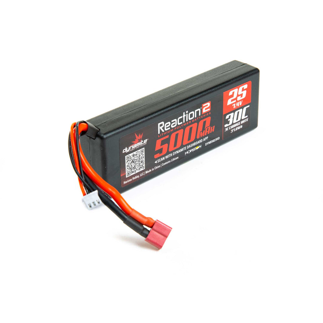Dynamite Reaction2 7.4V 5000 mAh 2S 30C LiPo, Case: Deans DYNB5023HD