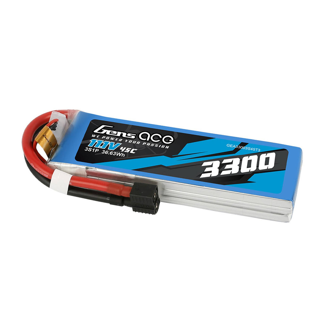 Gens Ace 11.1V 3300mAh 45C 3S1P Lipo: EC3 And Deans Adapter GEA33003S45T3