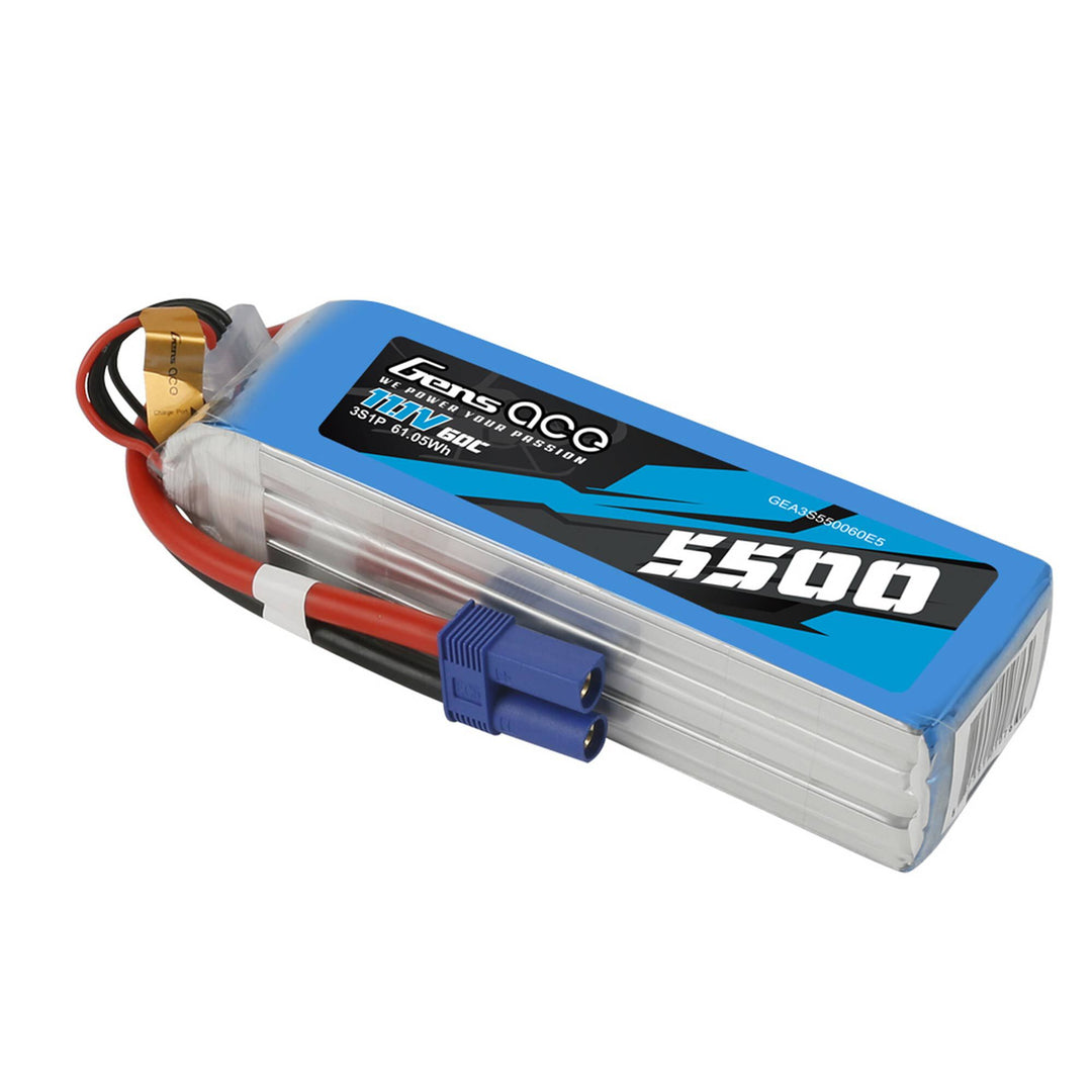 Gens Ace 11.1V 5500mAh 3S 60C Lipo: EC5 GEA3S550060E5