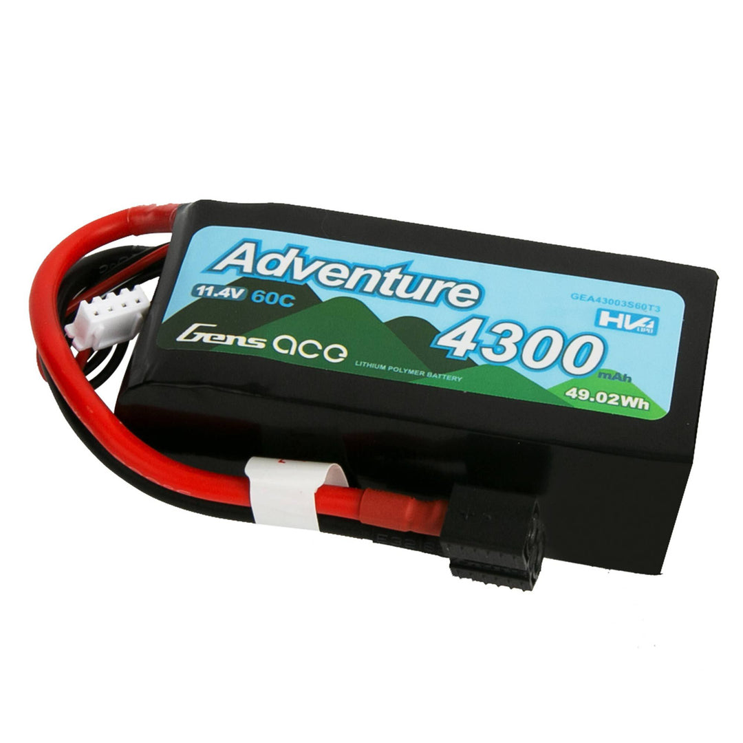 Gens Ace 11.4V 4300mAh 3S1P 60C Lipo: Deans And XT60 GEA43003S60T3
