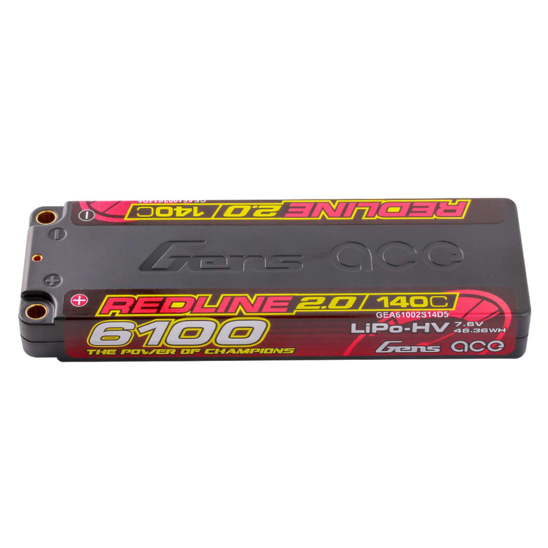 Gens Ace 7.6V 6100mAh 2S 140C LCG LiHV 5.0mm bullet Redline 2.0 GEA61002S14D5