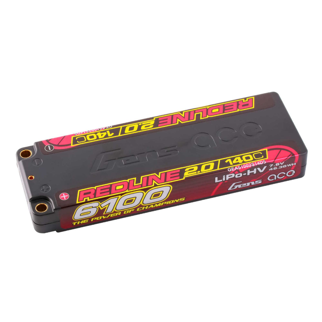 Gens Ace 7.6V 6100mAh 2S 140C LCG LiHV 5.0mm bullet Redline 2.0 GEA61002S14D5