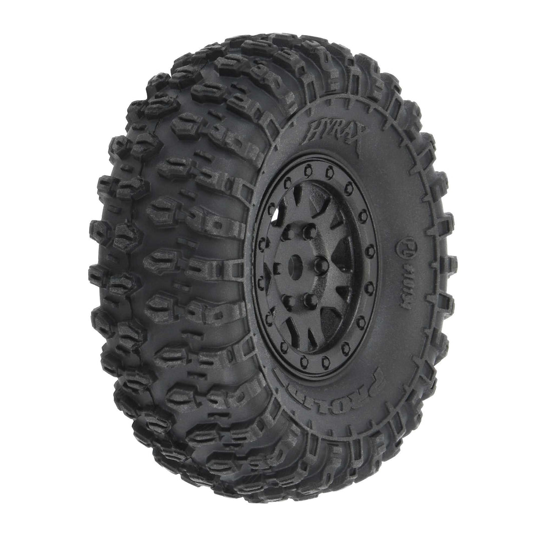 Pro-Line 1/24 Hyrax F/R 1.0 Trs Mountd 7mm Blk Impulse (4) PRO1019410