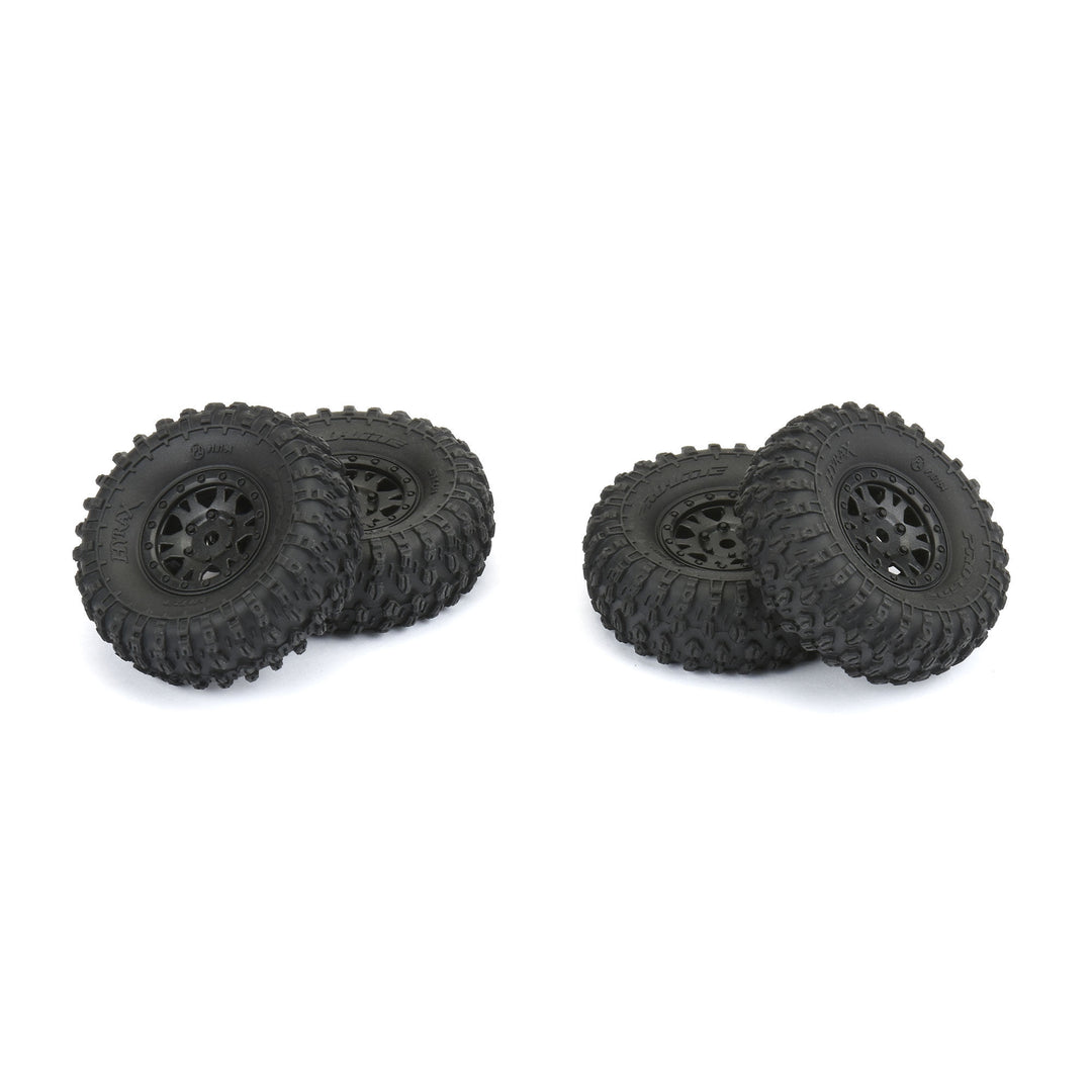 Pro-Line 1/24 Hyrax F/R 1.0 Trs Mountd 7mm Blk Impulse (4) PRO1019410