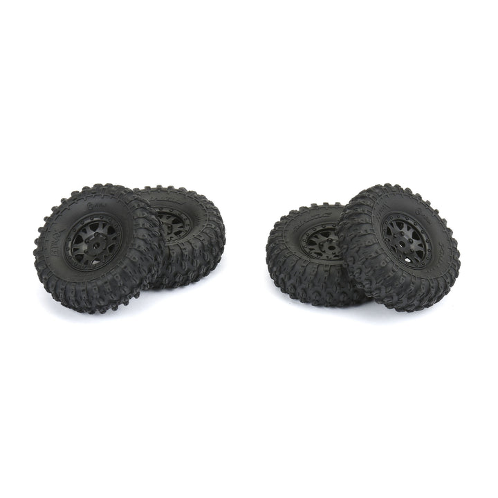 Pro-Line 1/24 Hyrax F/R 1.0 Trs Mountd 7mm Blk Impulse (4) PRO1019410