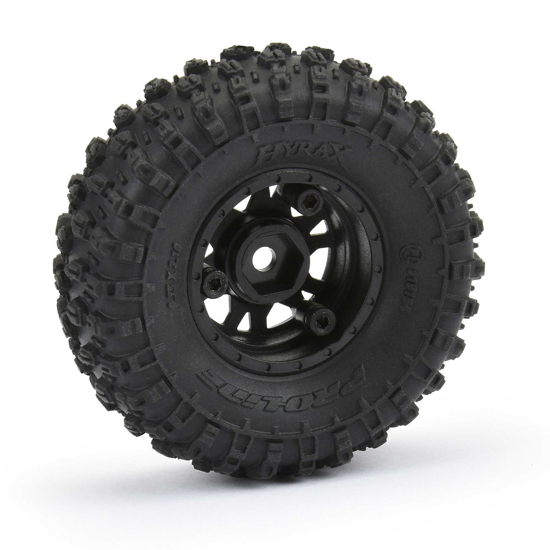Pro-Line 1/24 Hyrax F/R 1.0 Trs Mountd 7mm Blk Impulse (4) PRO1019410