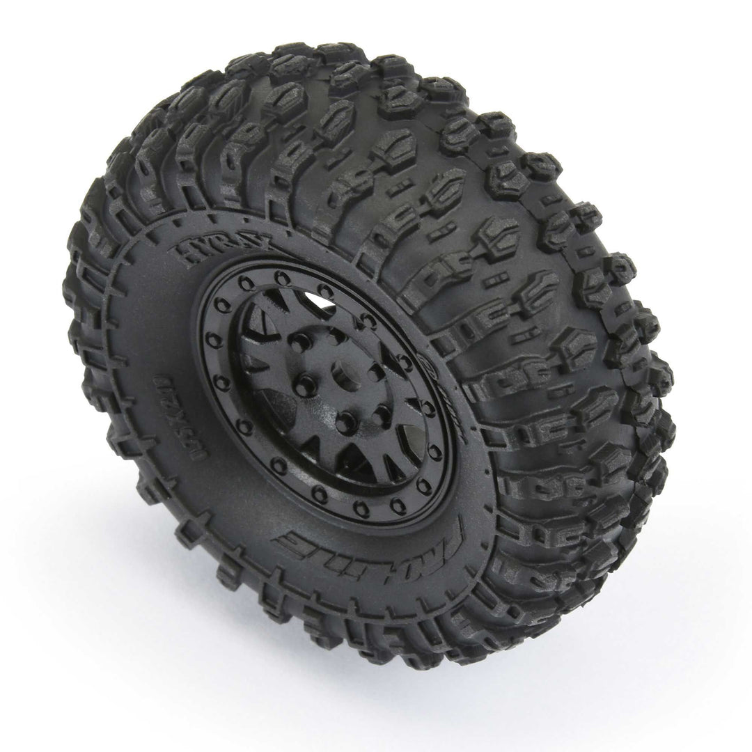 Pro-Line 1/24 Hyrax F/R 1.0 Trs Mountd 7mm Blk Impulse (4) PRO1019410
