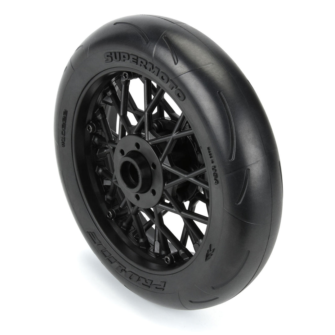 Pro-Line 1/4 Supermoto Tire Front MTD Black Wheel: PM-MX PRO1022210