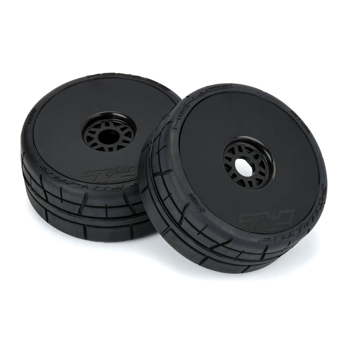 Menace HP BELTED Speed Run 1:8 Tires Mounted on Mach 10 Black 17mm Wheels (2) for Front or Rear
