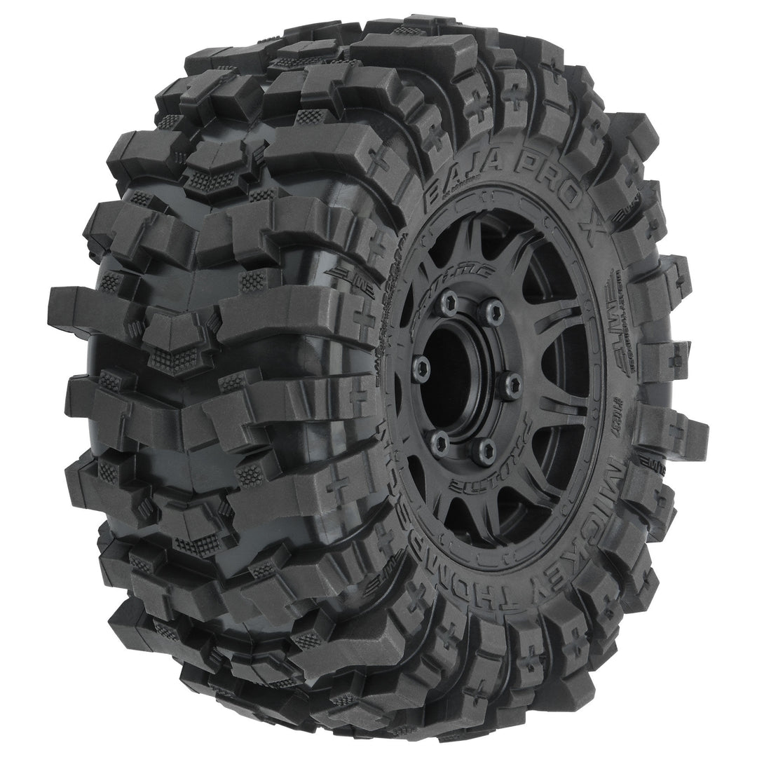 Pro-line Racing Mickey Thompson Baja Pro X 2.8" Tires Mounted on Raid Black 6x30 Removable Hex (12mm &amp; 14mm) Wheels (2) for Big Rock™ 3S, Granite™ 3S, Stampede® 2wd &amp; 4x4 and other 1/10 Monster Trucks PRO1023710