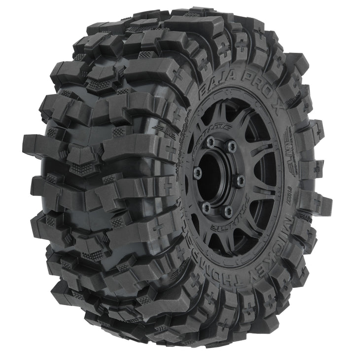 Pro-line Racing Mickey Thompson Baja Pro X 2.8" Tires Mounted on Raid Black 6x30 Removable Hex (12mm &amp; 14mm) Wheels (2) for Big Rock™ 3S, Granite™ 3S, Stampede® 2wd &amp; 4x4 and other 1/10 Monster Trucks PRO1023710