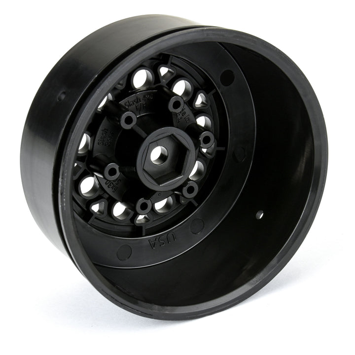 Showtime 2.2"/3.0" Black 3x30 Removable Hex (12mm &amp; 14mm) SC Dirt Oval Wheels for Slash 2wd, Slash® 4x4, ProTrac, &amp; Senton