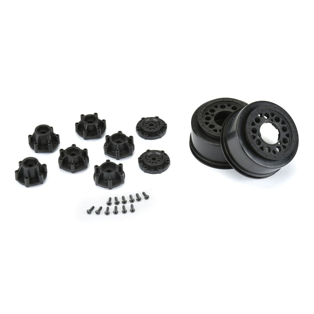 Showtime 2.2"/3.0" Black 3x30 Removable Hex (12mm &amp; 14mm) SC Dirt Oval Wheels for Slash 2wd, Slash® 4x4, ProTrac, &amp; Senton