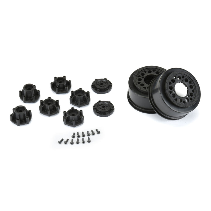 Showtime 2.2"/3.0" Black 3x30 Removable Hex (12mm &amp; 14mm) SC Dirt Oval Wheels for Slash 2wd, Slash® 4x4, ProTrac, &amp; Senton