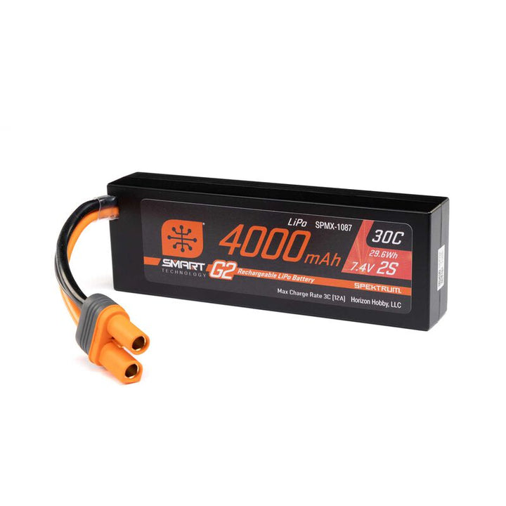 Spektrum 7.4V 4000mAh 2S 30C Smart G2 Hardcase LiPo Battery: IC5 SPMX-1087