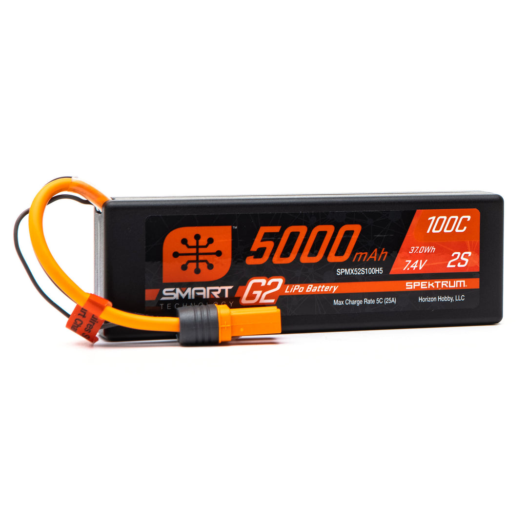 Spektrum 5000mAh 2S 7.4V Smart G2 LiPo 100C; IC5 SPMX52S100H5