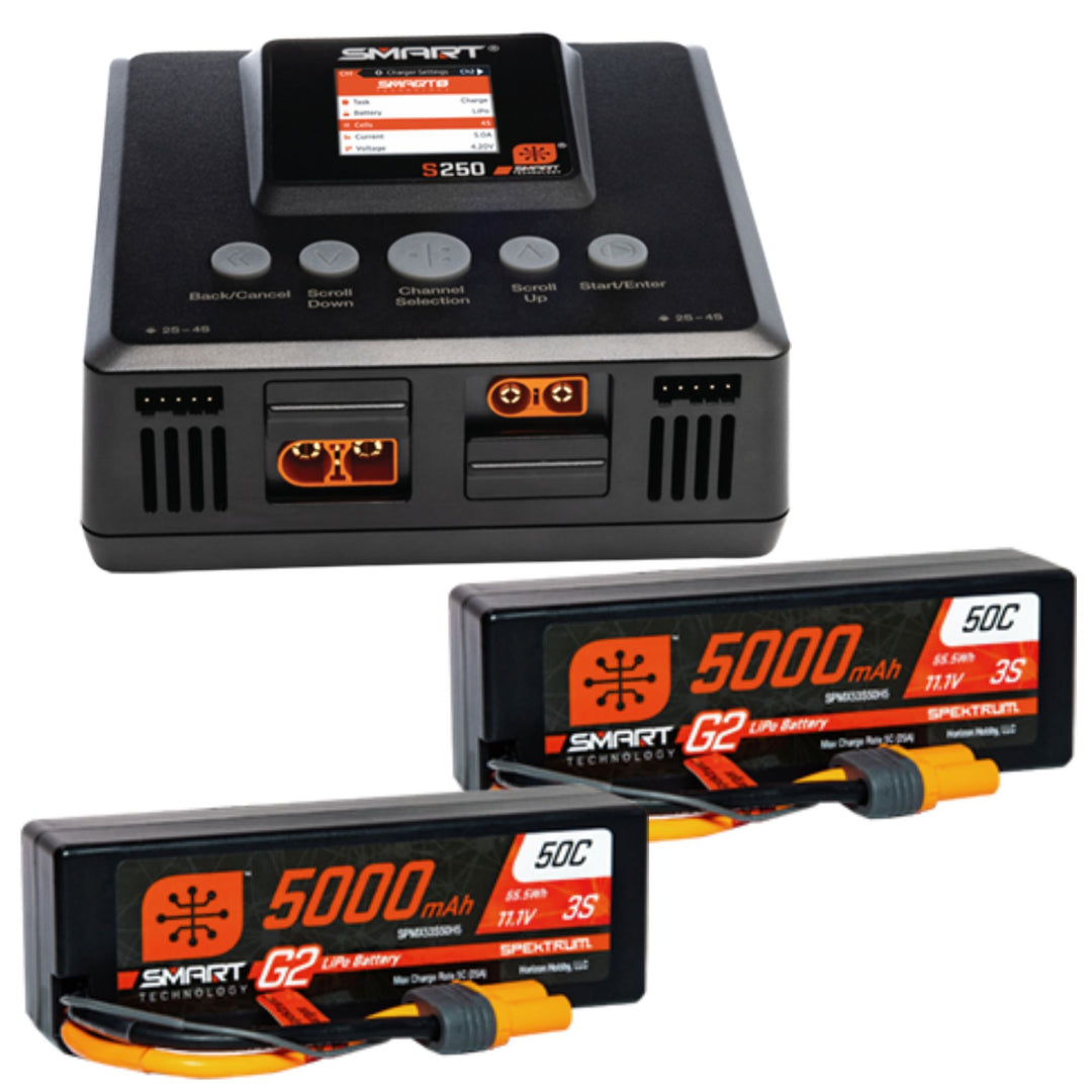 Smart Powerstage 6S Surface Bundle: (2) G2 5000mAh 3S LiPo IC5 & S250 Charger SPMXPSS600