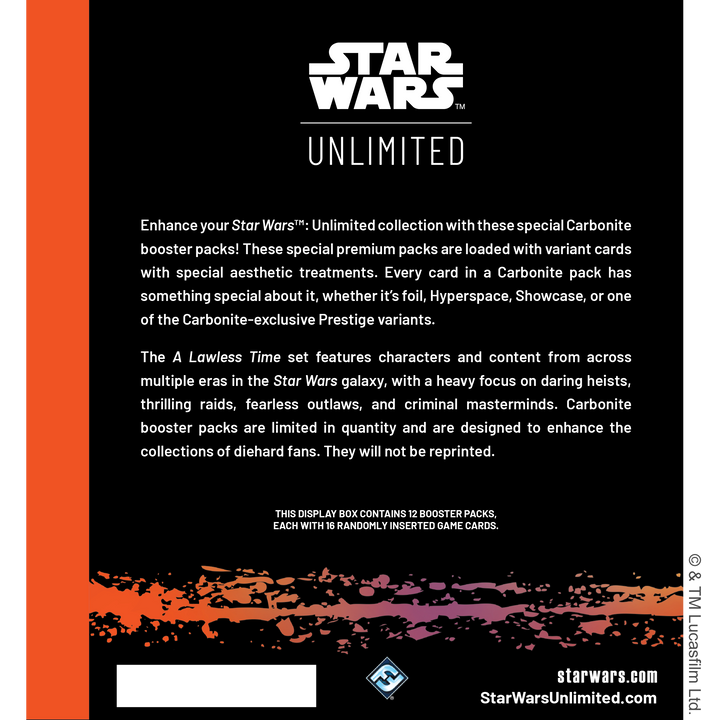 Star Wars: Unlimited - A Lawless Time: Carbonite Booster Display