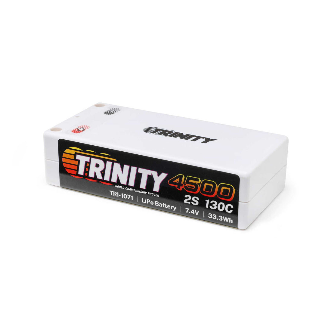 Team Trinity 7.4V 4500mAh 2S 130C Shorty LiPo Battery: 5mm Bullets TRI-1071