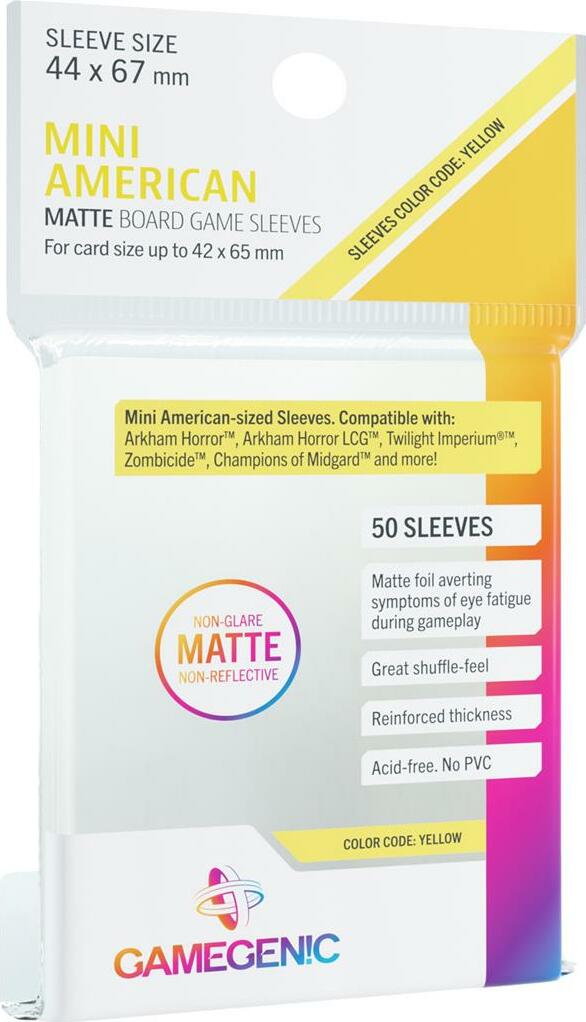 Matte Mini American-Sized Boardgame Sleeves 44 X 67 Mm