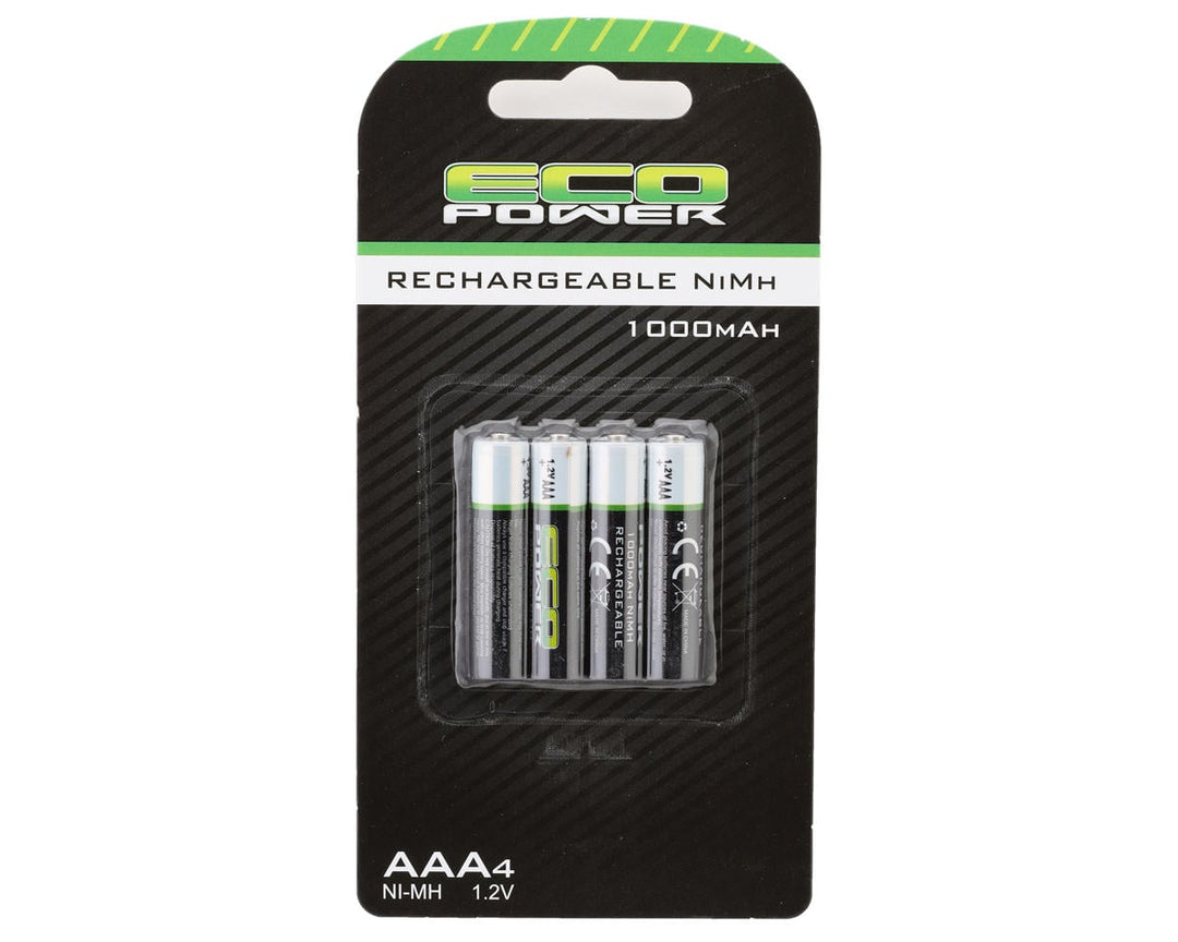 EcoPower High Power Rechargeable AAA NiMH Batteries (4) (1.2V/1000mAh) ECP-5063
