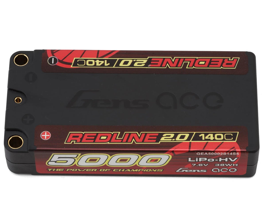 Gens Ace Redline 2.0 2S Shory LiHV Battery 140C (7.6V/5000mAh) w/5mm Bullets GEA50002S14S5