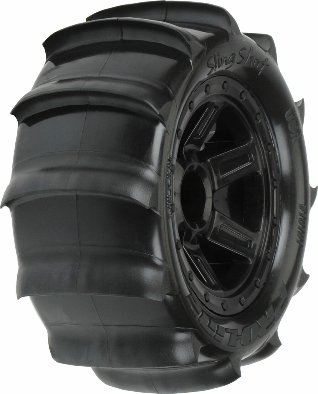 1/16 Sling Shot Fr/Rr 2.2" Sand Tires Mounted 12mm Blk Desperado (2)