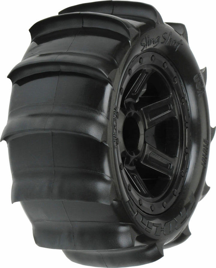 1/16 Sling Shot Fr/Rr 2.2" Sand Tires Mounted 12mm Blk Desperado (2)