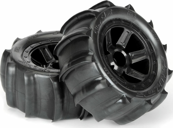 1/16 Sling Shot Fr/Rr 2.2" Sand Tires Mounted 12mm Blk Desperado (2)