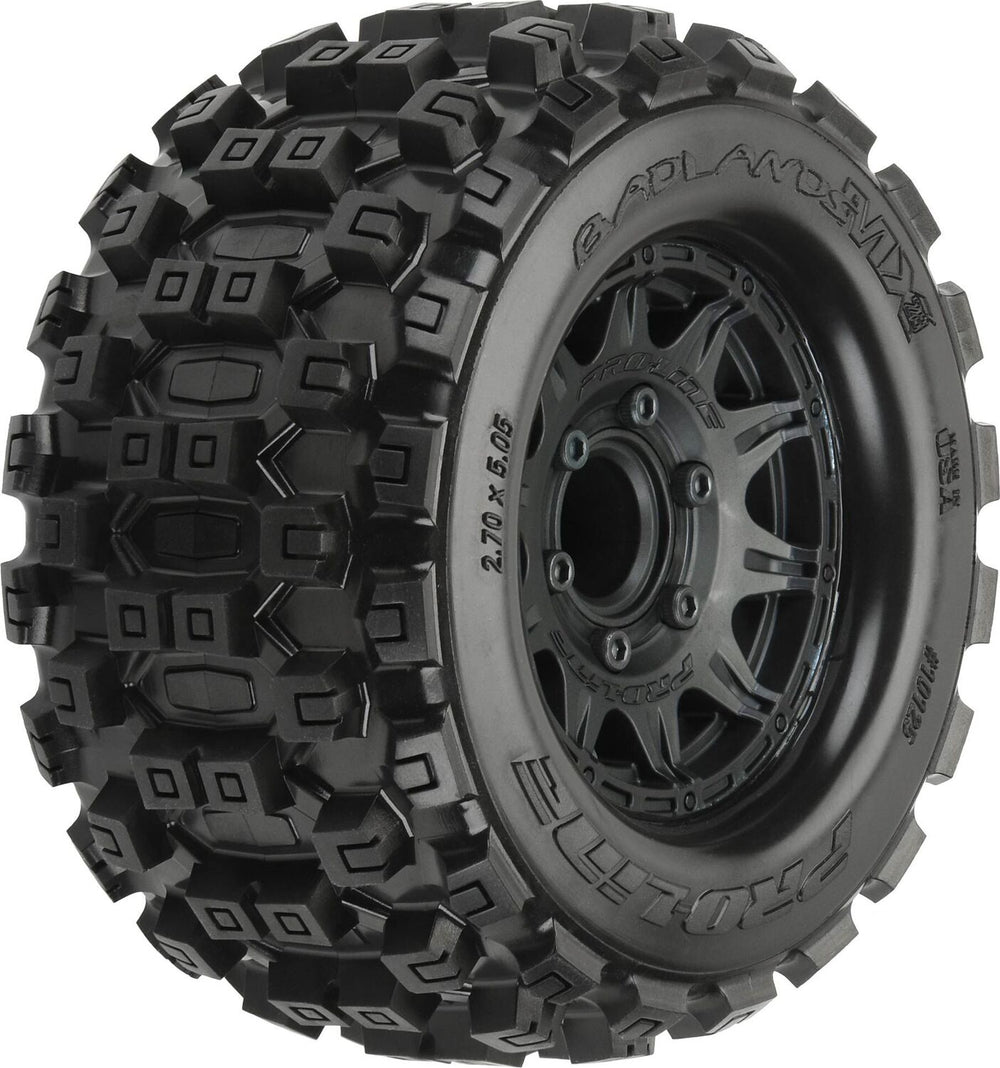 1/10 Badlands MX28 Fr/Rr 2.8" MT Tires Mounted 12mm Blk Raid (2)