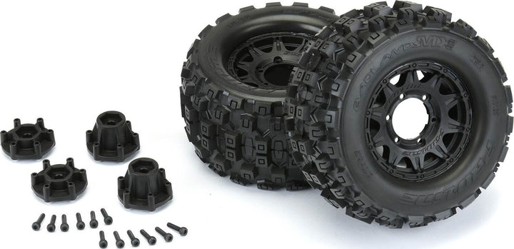 1/10 Badlands MX28 Fr/Rr 2.8" MT Tires Mounted 12mm Blk Raid (2)